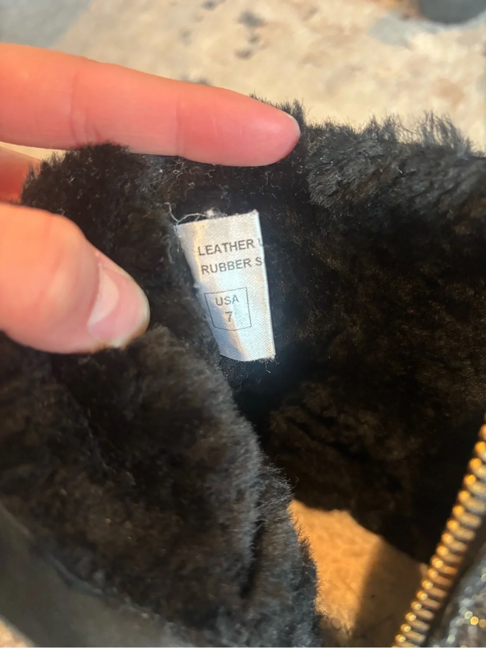 Girls' Black Glitter Fur-Lined Ankle Boots with Gold Stud Accents